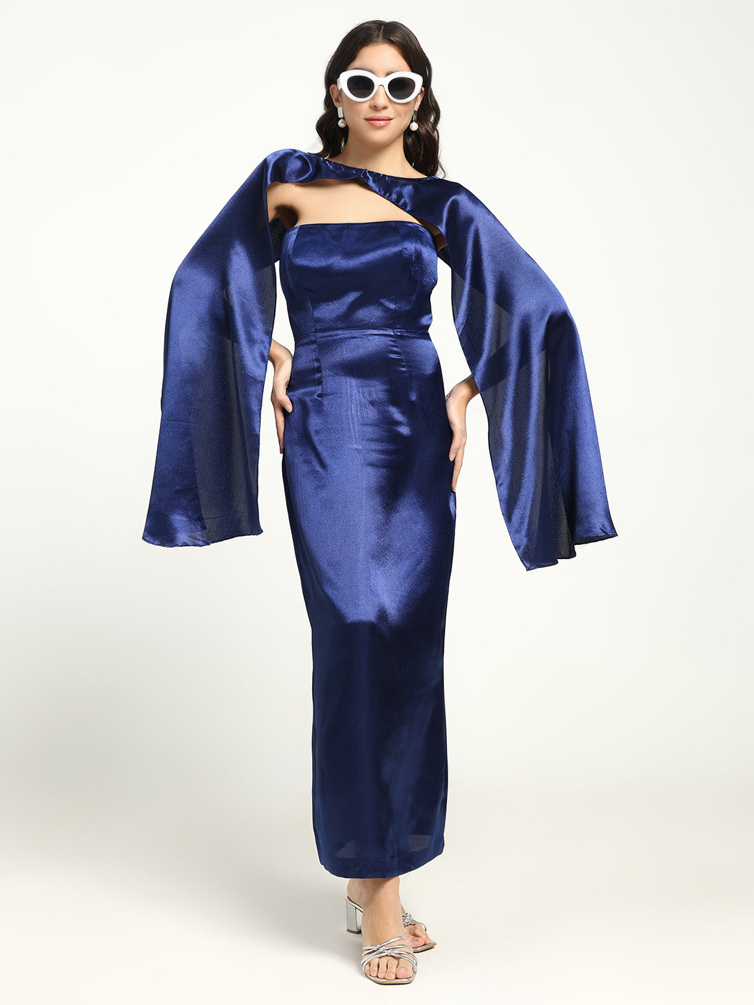 Navy Satin Maxi