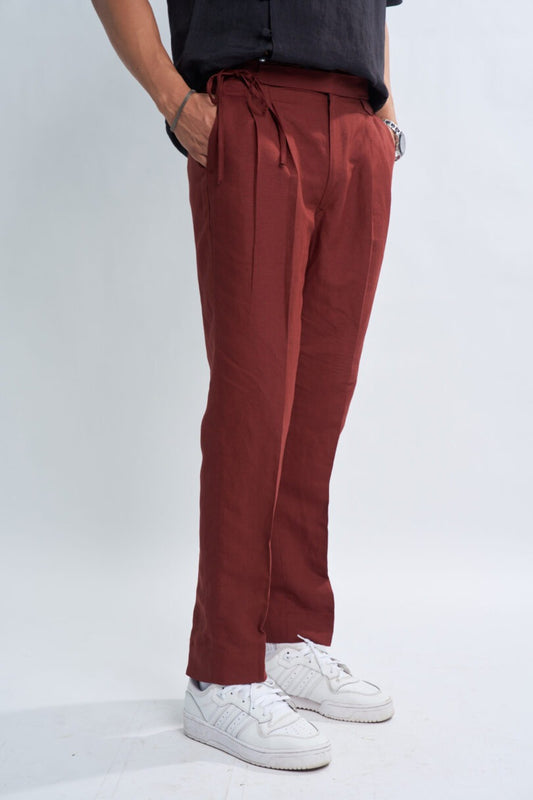 Maroon Italian Linen Pants