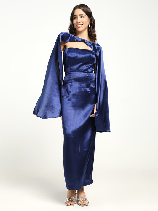 Navy Satin Maxi