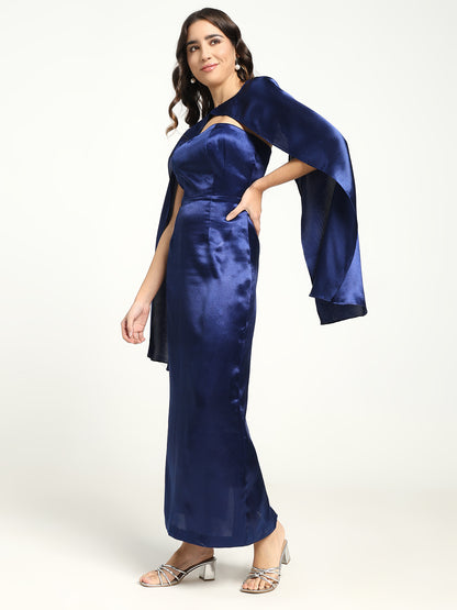 Navy Satin Maxi