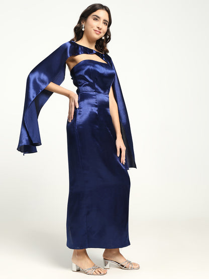 Navy Satin Maxi