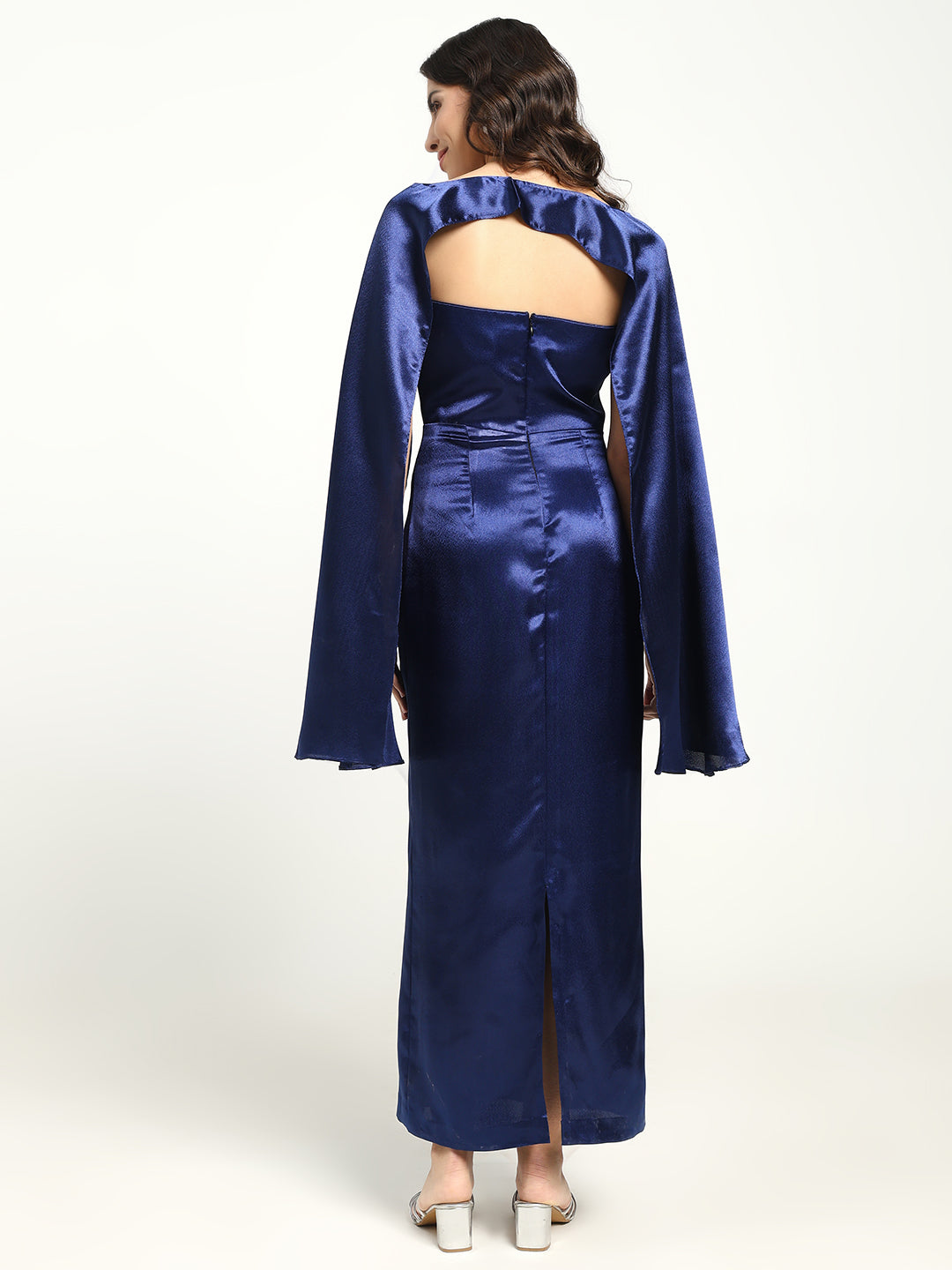 Navy Satin Maxi