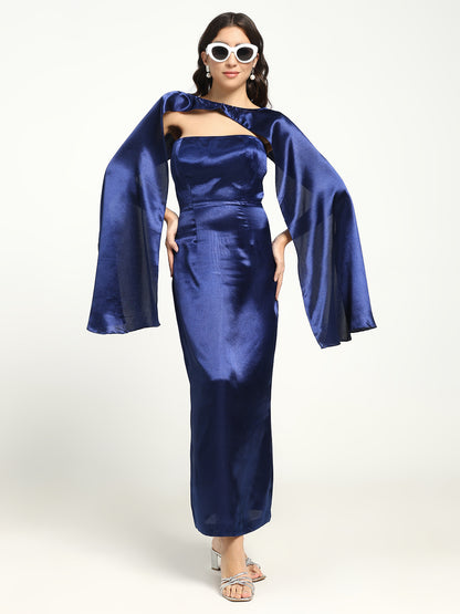 Navy Satin Maxi