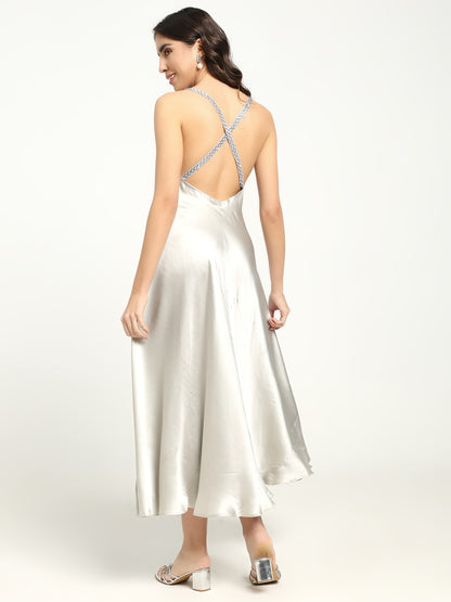 Lunar Silver Maxi Dress