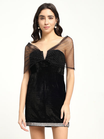 Crystal Mini Velvet Dress