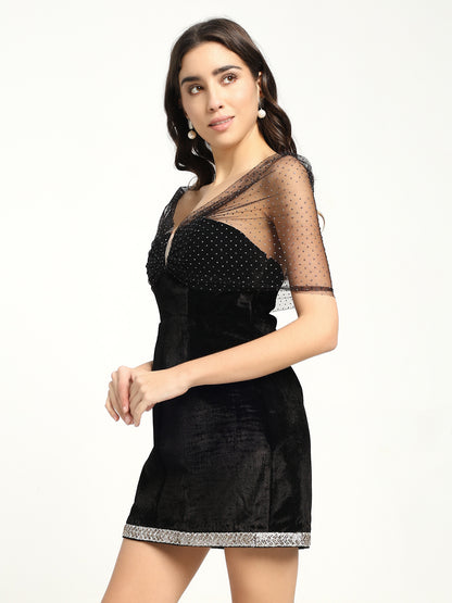 Crystal Mini Velvet Dress