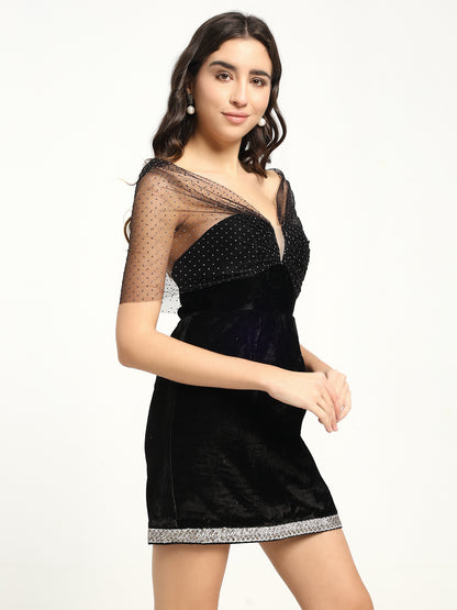 Crystal Mini Velvet Dress
