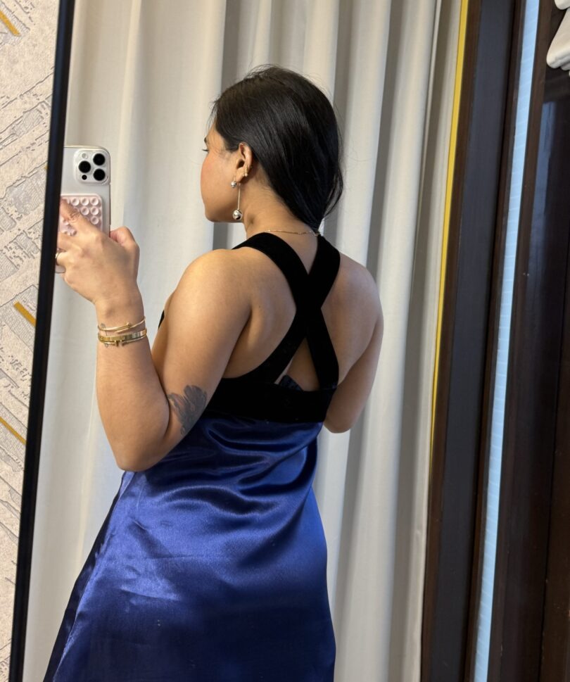 Midnight Bloom Satin Dress