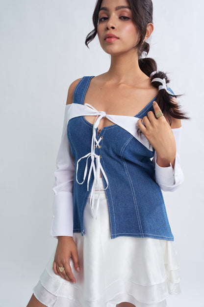Denim Tie Front Top
