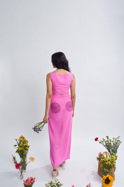 Pink Embroidery Skirt