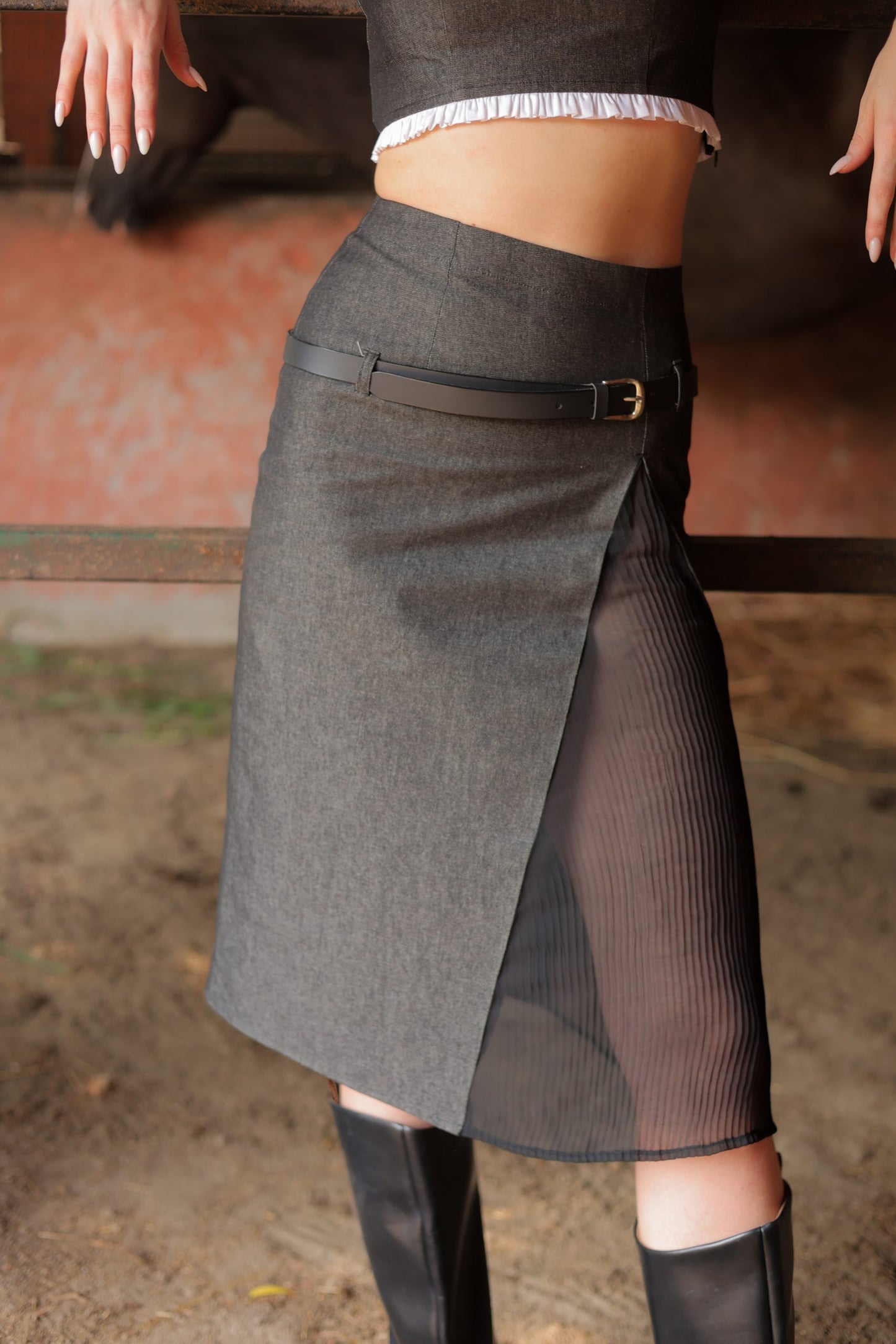 Chloe Denim Slit Skirt