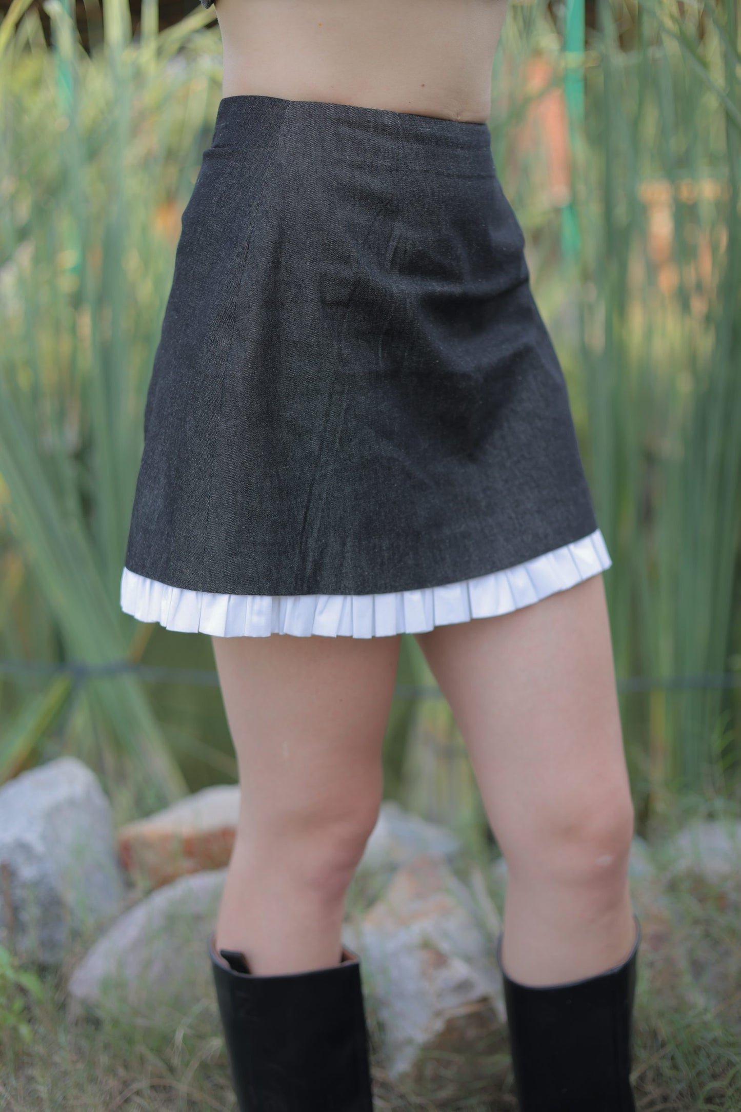 Elara Denim Ruffle bell Skirt