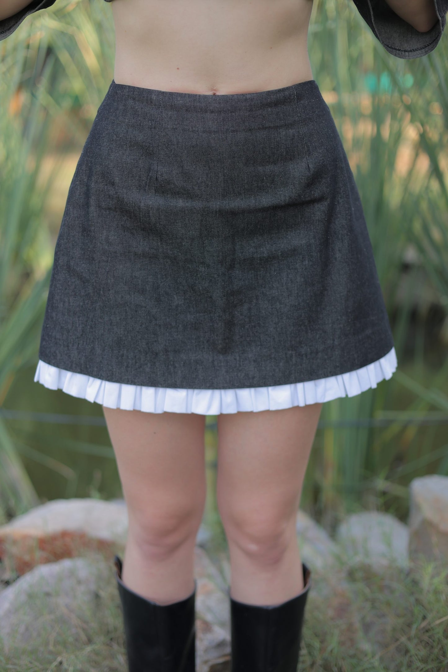 Elara Denim Ruffle bell Skirt