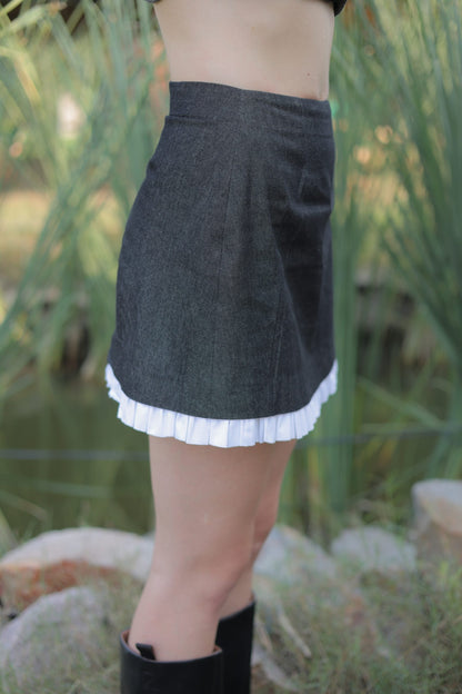 Elara Denim Ruffle bell Skirt