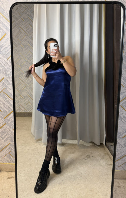Midnight Bloom Satin Dress