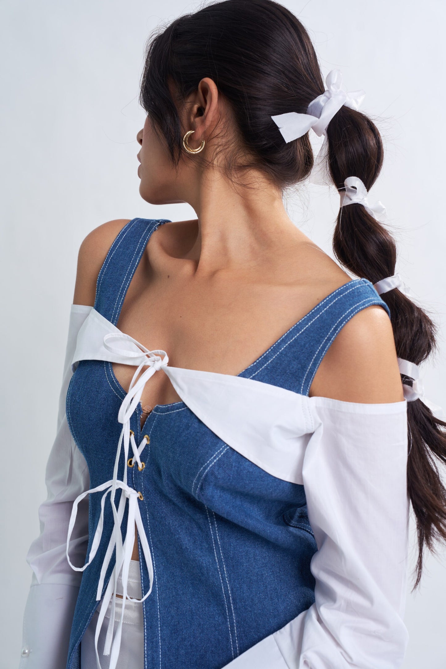 Denim Tie Front Top