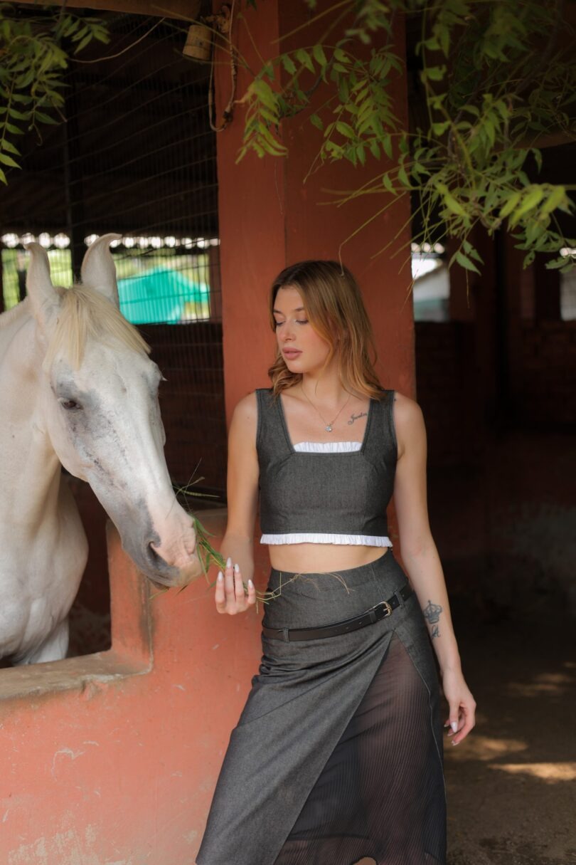 Chloe Denim Slit Skirt